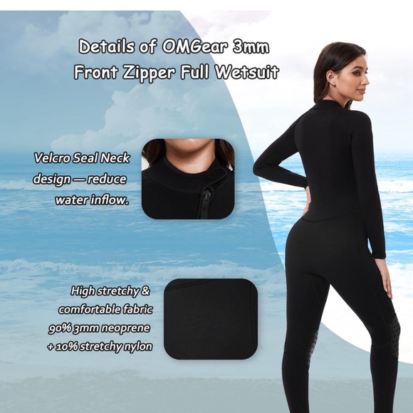 OMGear Wetsuit Men Women 3mm Neoprene Full Body UV Protection One Piece Long - Picture 5 of 8
